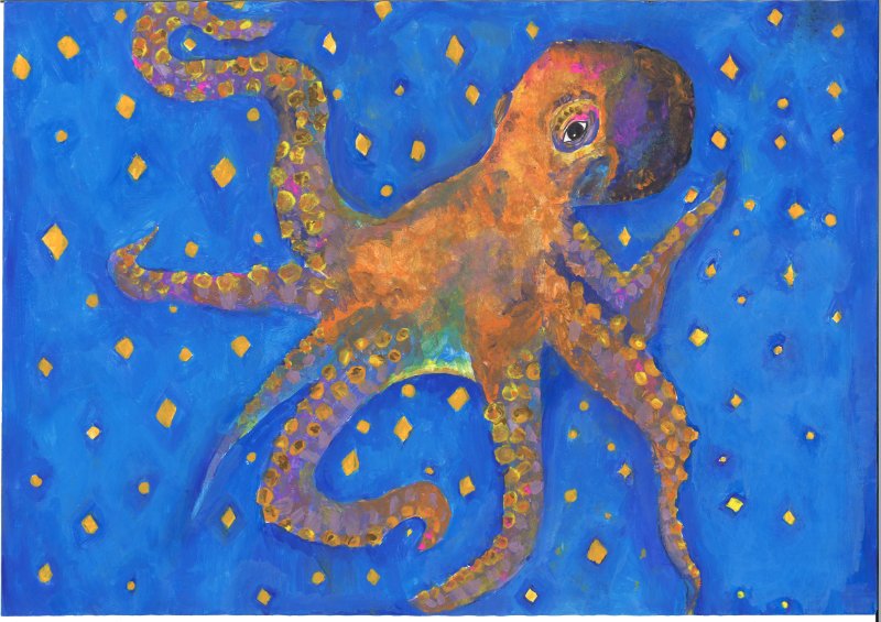 Der Oktopus im funkelnden Meer