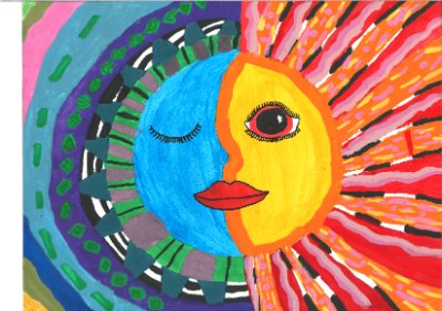 Schön strahlen Mond und Sonne