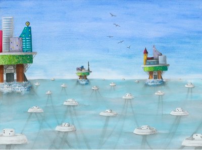 Unterwasserstadt mit Versorgungszentren
