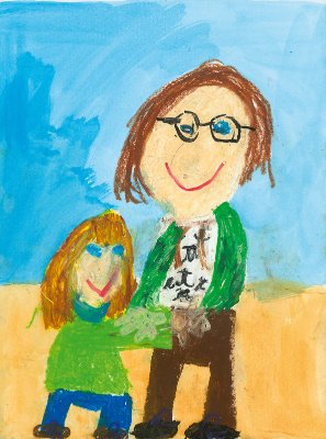 Meine Mama und ich umarmen uns