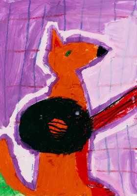 Fuchs mit Gitarre