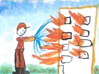 Der große Held kämpft gegen das Feuer