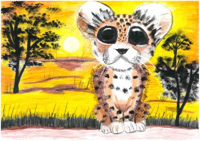 Das Leoparden Baby allein in Afrika