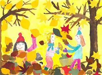 Mit guten Freunden im Laub toben