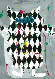 Schwarz-weiss-kariertes Monster