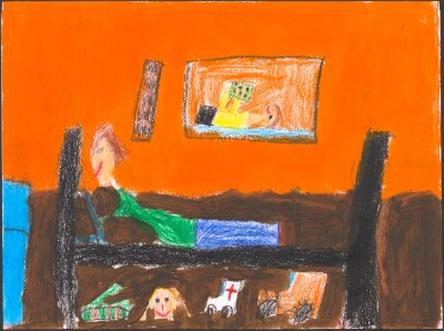 Auf dem Bett mit dem Tablet