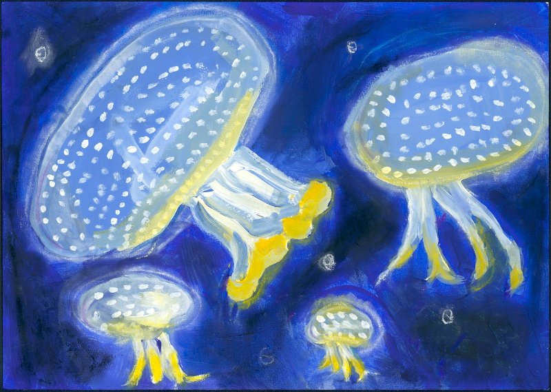 Die Quallen leuchten in der Tiefsee