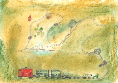 Der Zug rollt durch die Landschaft