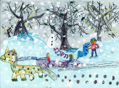 Schnee fahren mit Musik