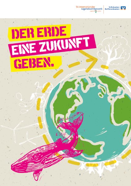 Wettbewerbsmotiv des 54. Internationalen Jugendwettbewerbs „jugend creativ“ zum Thema „Der Erde eine Zukunft geben.“