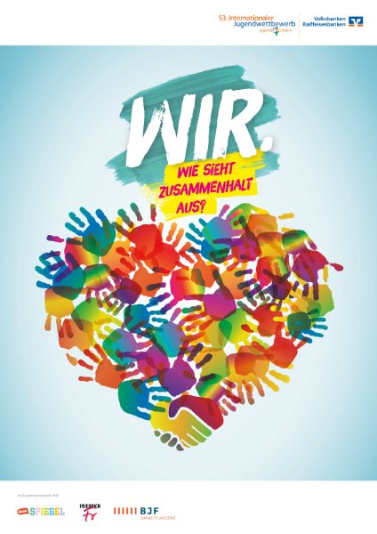 Wettbewerbsmotiv des 53. Internationalen Jugendwettbewerbs „jugend creativ“ zum Thema „WIR. Wie sieht Zusammenhalt aus?“