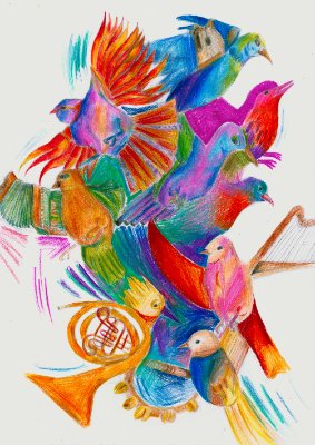 Musikalischer Vogelschwarm