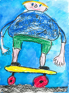Max auf dem Skateboard